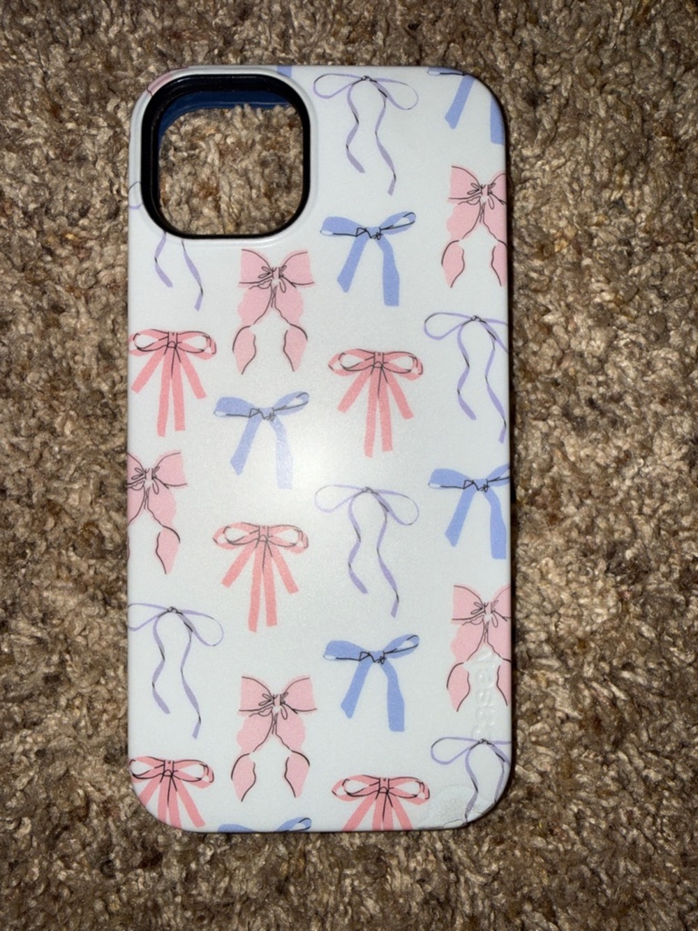 Pink & Blue Bow Pattern Phone Case - White Background